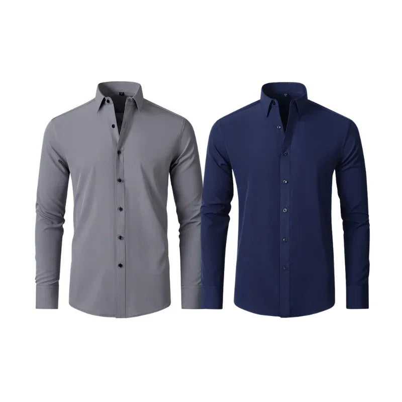 COMPRE 1 LEVE 2 | Camisa Social Ultra Elastech Anti amassados + Relogio de Brinde