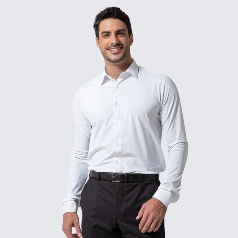 COMPRE 1 LEVE 2 | Camisa Social Ultra Elastech Anti amassados + Relogio de Brinde