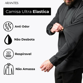 PAGUE 1 LEVE 3 | Camisa Social Ultra Elastech Anti amassados + Relogio de Brinde