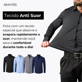 COMPRE 1 LEVE 2 | Camisa Social Ultra Elastech Anti amassados + Relogio de Brinde
