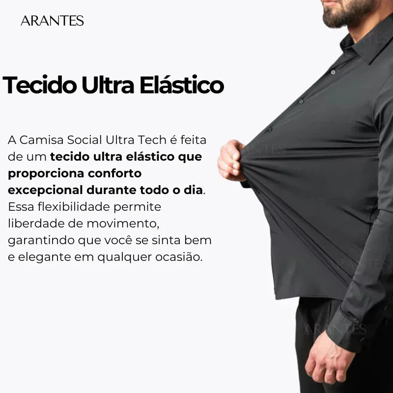 COMPRE 1 LEVE 2 | Camisa Social Ultra Elastech Anti amassados + Relogio de Brinde